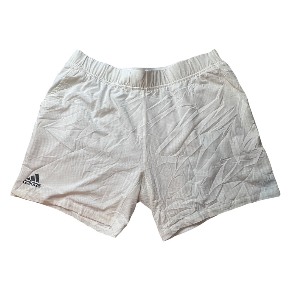 Adidas‎ Shorts Mens 2XL White Ergo Short Tennis Primegreen H06793 7" Inseam